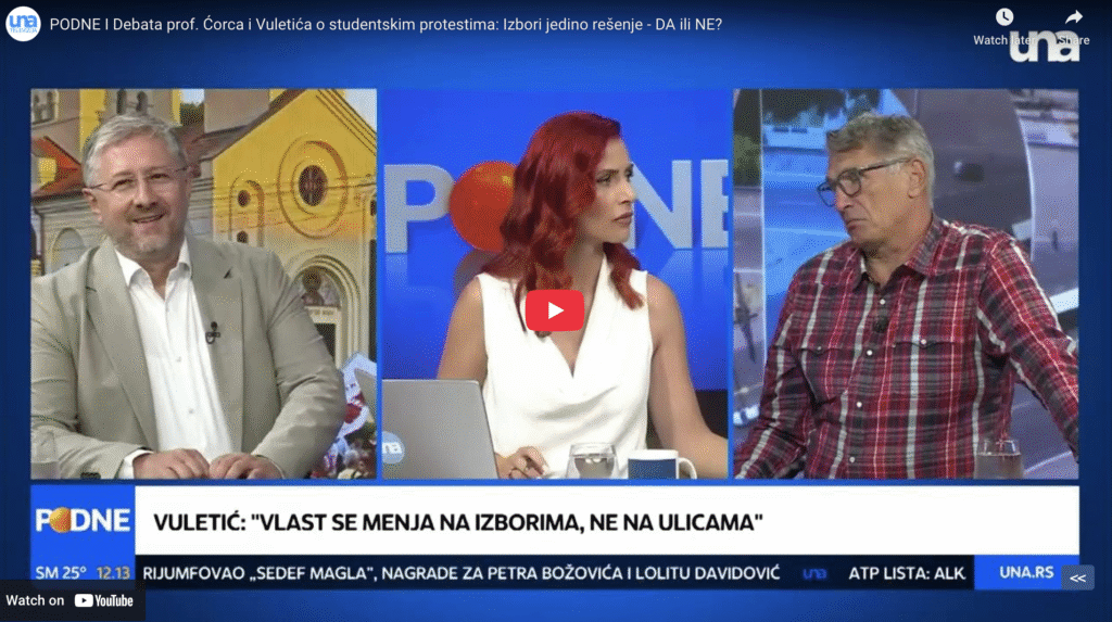 Дебата проф. Ћорца и Вулетића о студентским протестима: Избори једино решење – Да или Не?